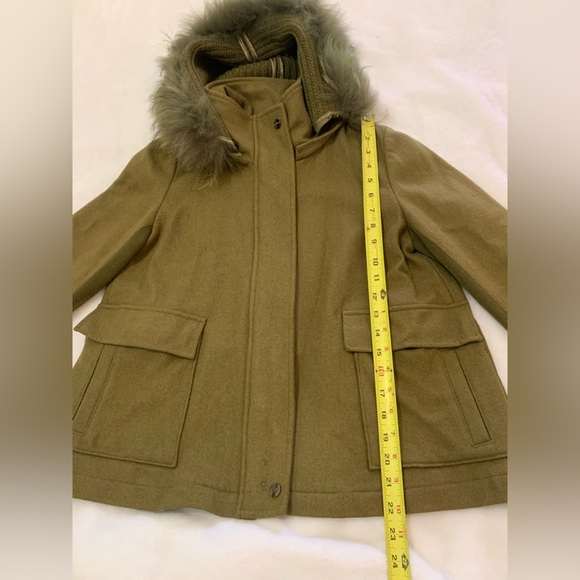 Eachway Sports Women's Jacket Faux Fur Outer Shell Hooded Brown Green Size M - Picture 12 of 15